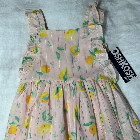 Oshkosh Lemon Print Ruffle Sleeve Flutter Dress - Picture 3 of 10